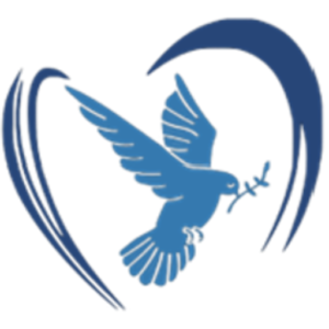 logo for home of st theresa, dove holding olive branch, representing hope